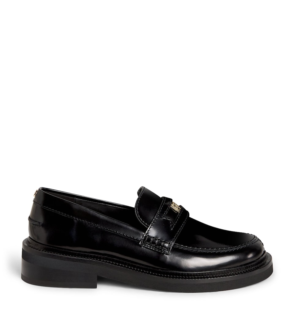 Maje Leather Penny Loafers Black