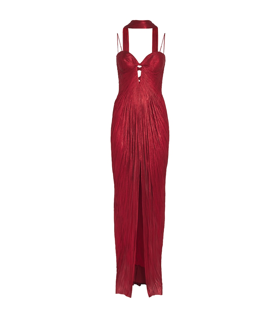 Maria Lucia Hohan Womens Silk Cut-Out Tonia Gown Salsa
