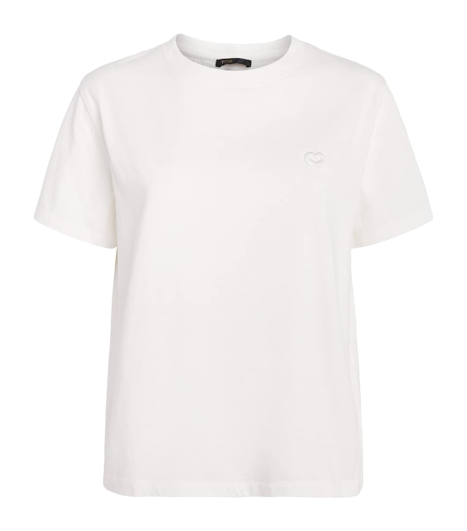 Maje Womens Cotton Embroidered Logo T-Shirt White