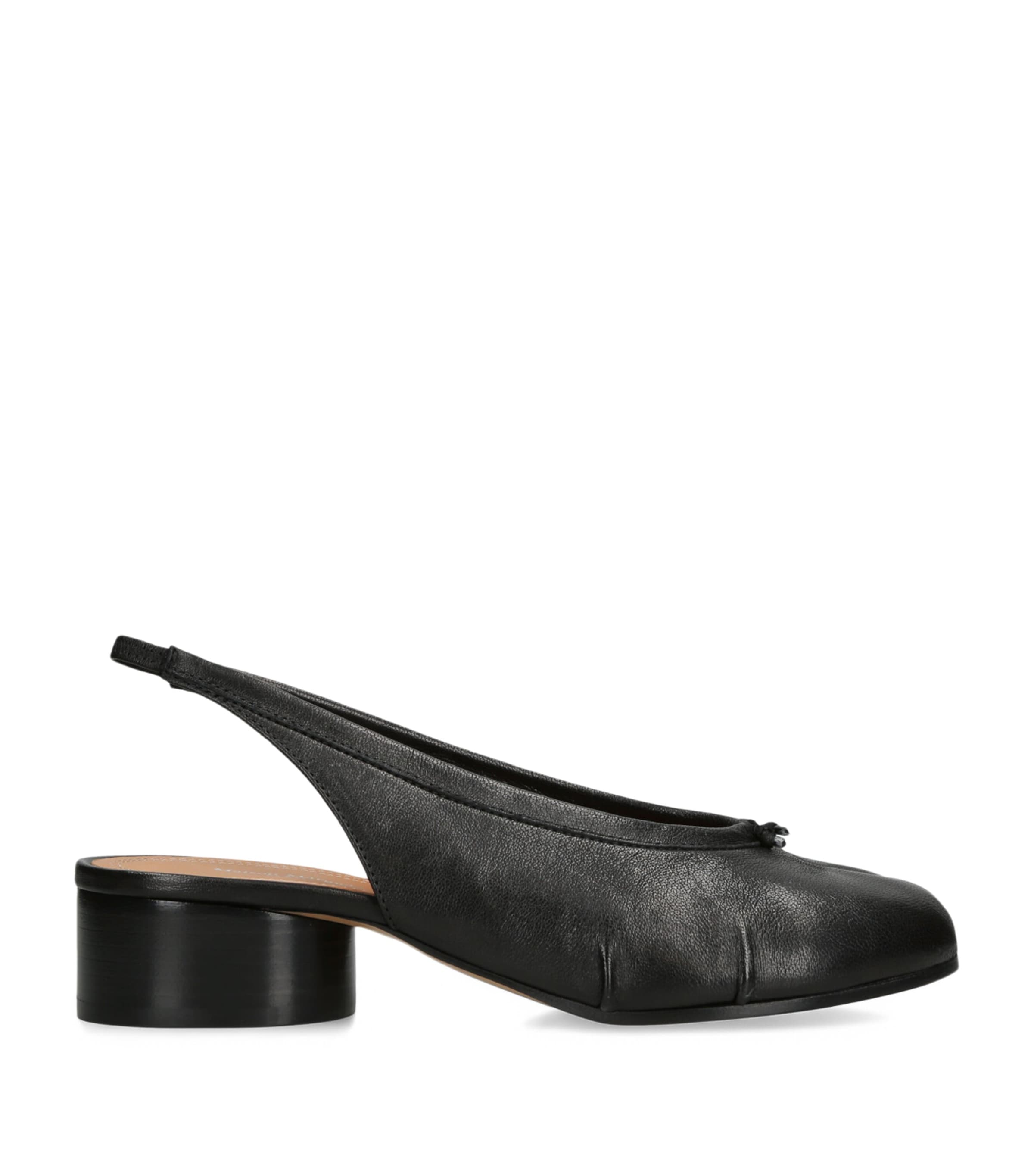 Maison Margiela Leather Tabi Ballerina Slingback Pumps 30 Black
