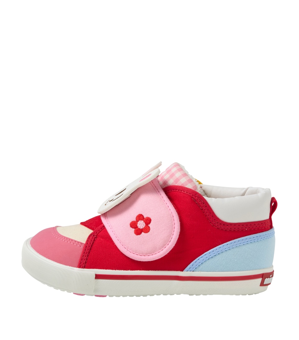 Miki House Cotton-Blend Bunny Appliqué Sneakers
