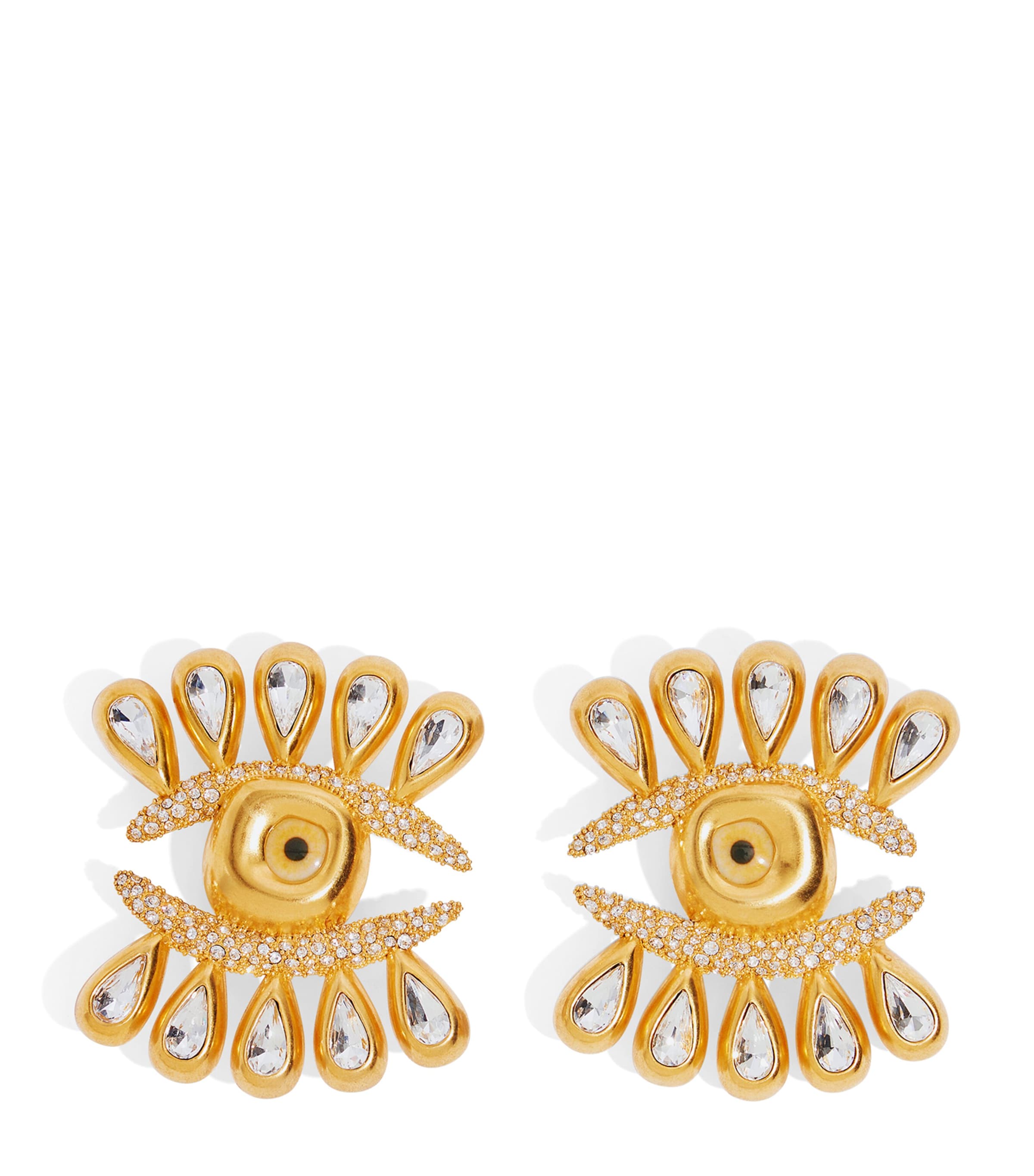 Schiaparelli Embellished Eyelash Drop Earrings Or/multico