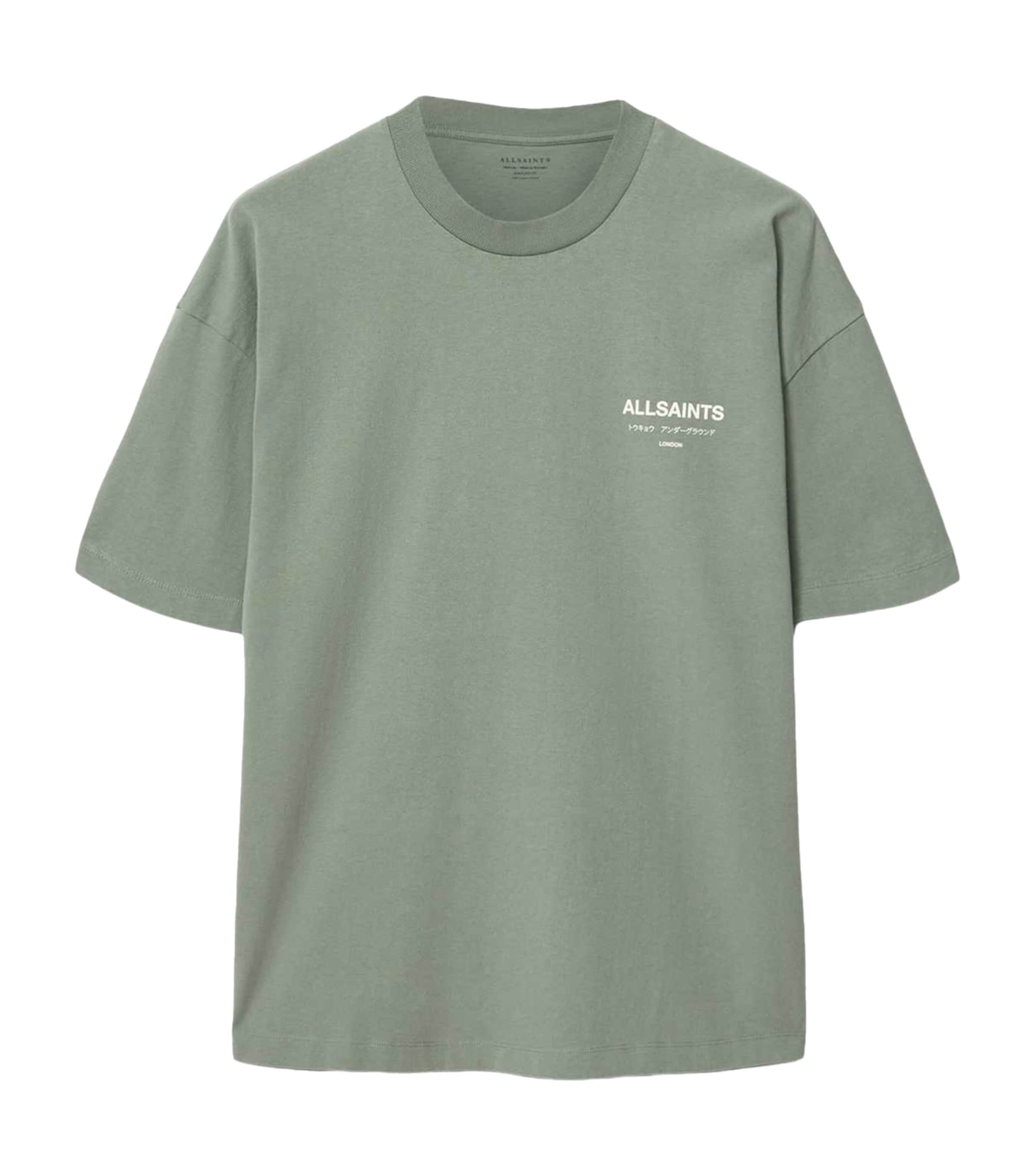 AllSaints Mens Organic Cotton Underground T-Shirt Spring Green