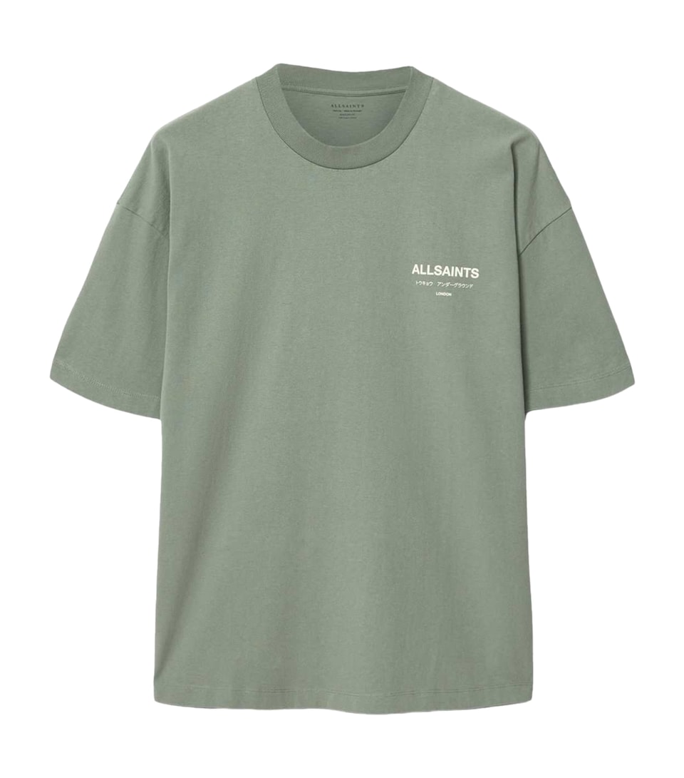 AllSaints Mens Organic Cotton Underground T-Shirt Spring Green