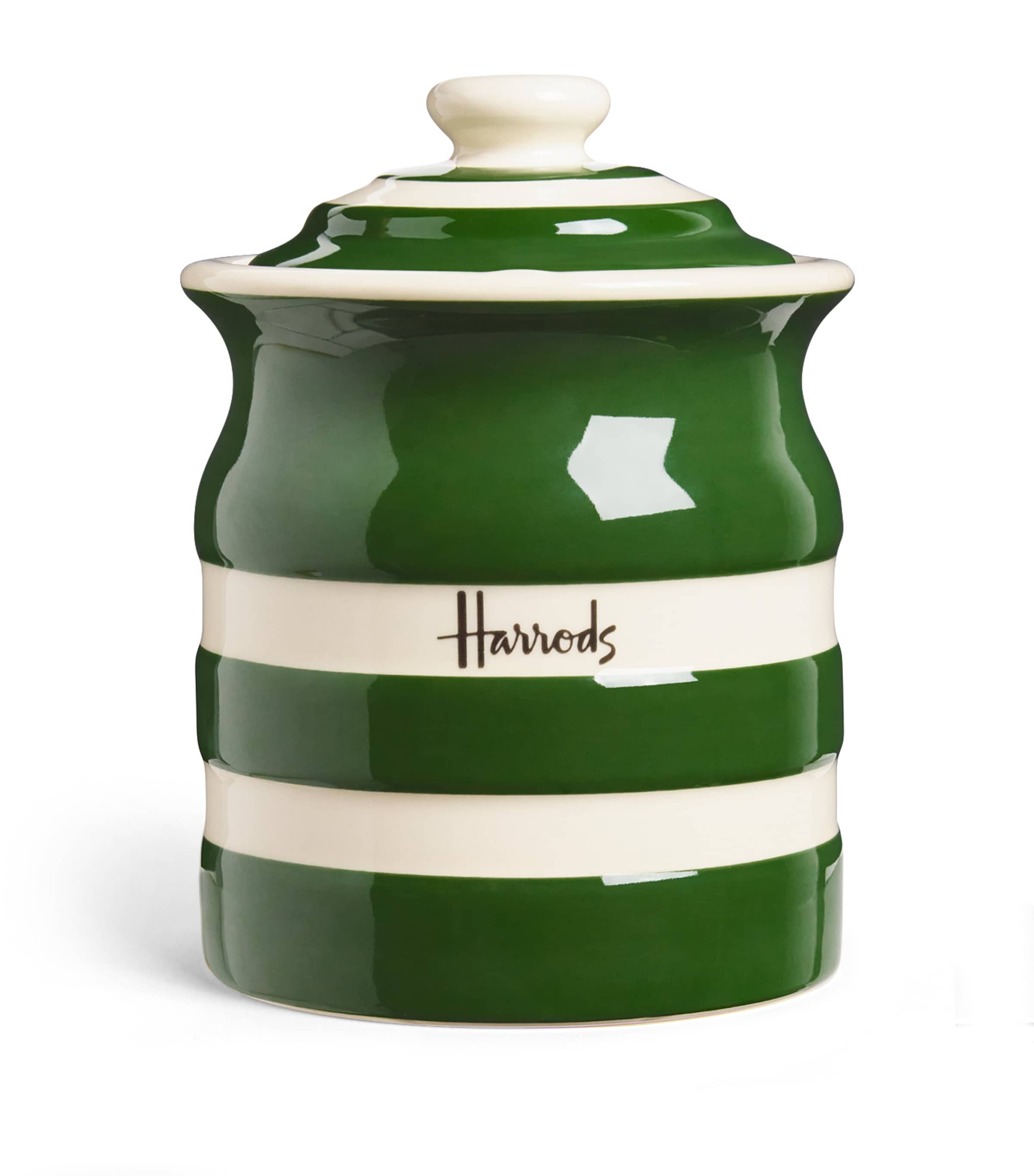 Harrods Cornish Stripe Storage Jar Green