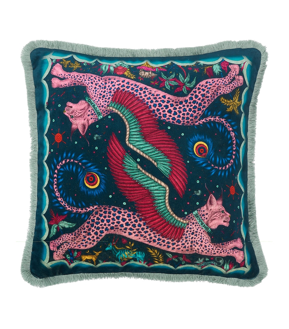 Emma J Shipley Velvet Lynx Cushion (46cm x 46cm) Pink