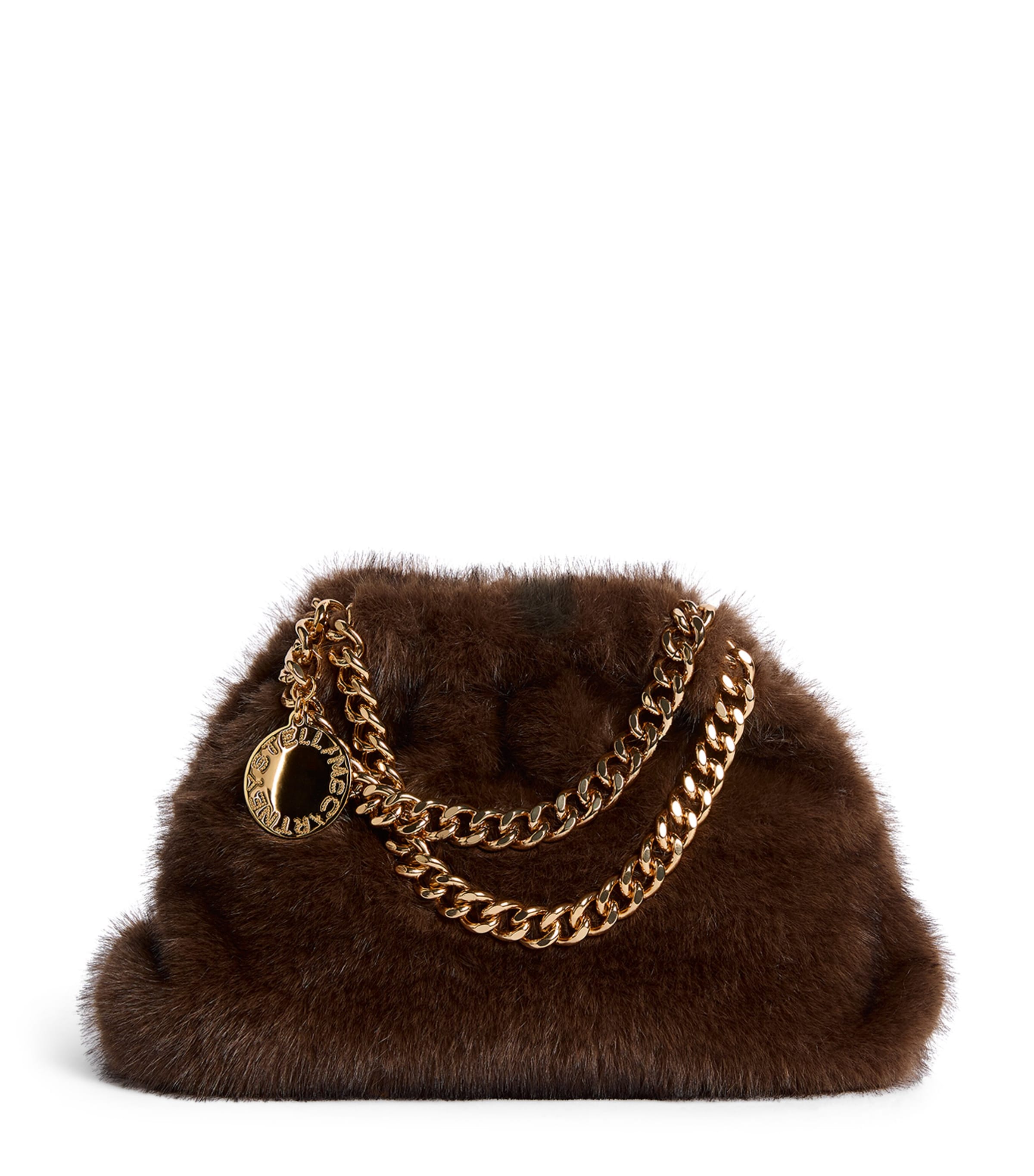 Stella McCartney Mini Faux Fur Falabella Tote Bag Coffee