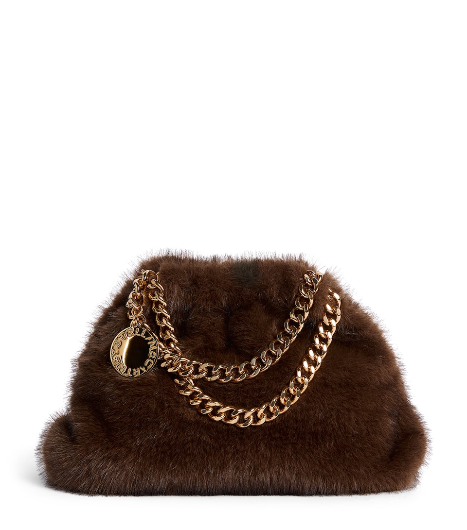 Stella McCartney Mini Faux Fur Falabella Tote Bag Coffee