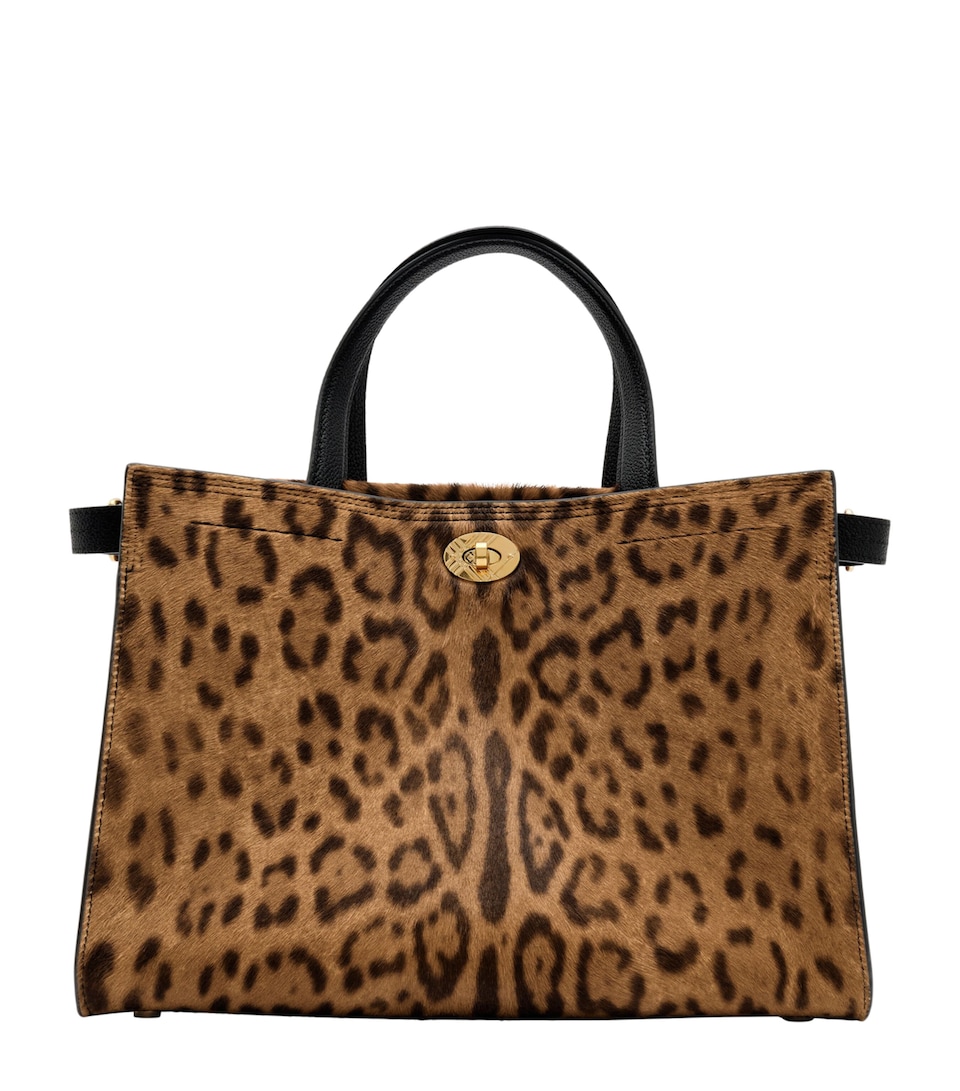 Burberry Small Calf Hair Cotswolds Tote Bag Leopard/black