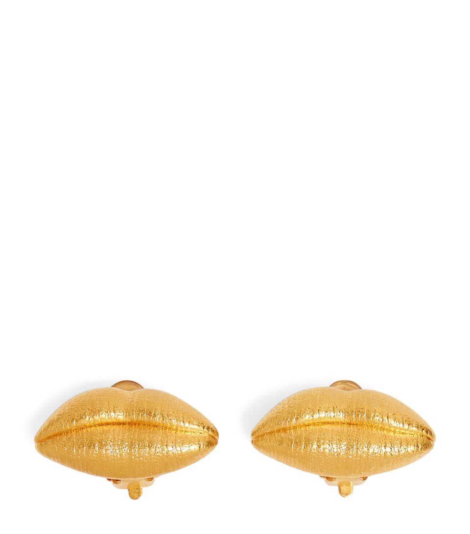Schiaparelli Mouth Stud Earrings Gold