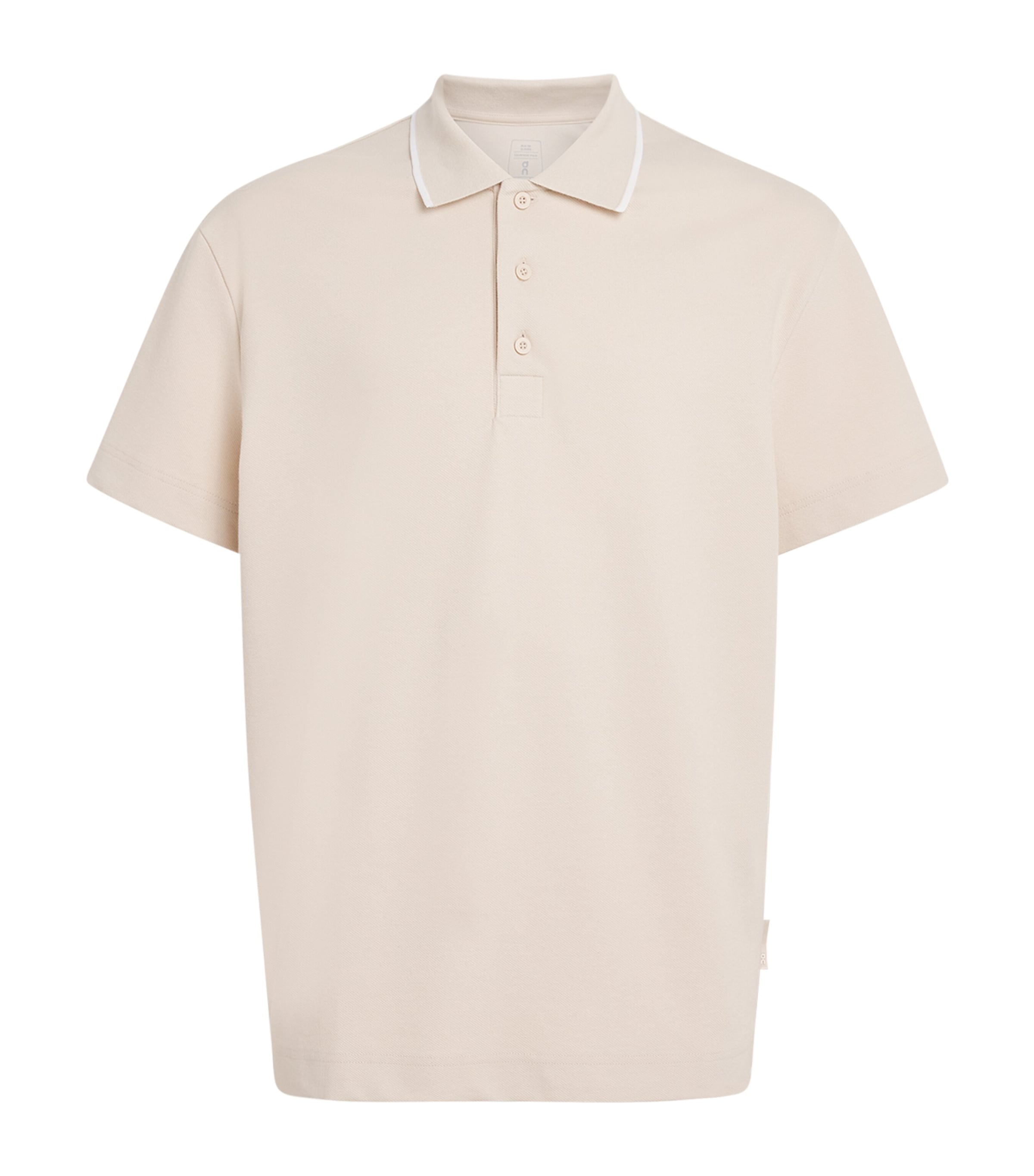 On Mens Cotton Pique Polo Shirt Sand | White