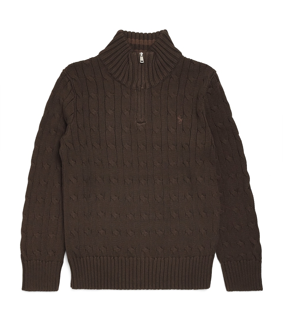Ralph Lauren Kids Cotton Quarter-Zip Sweater (6-14 Years) Nutmeg