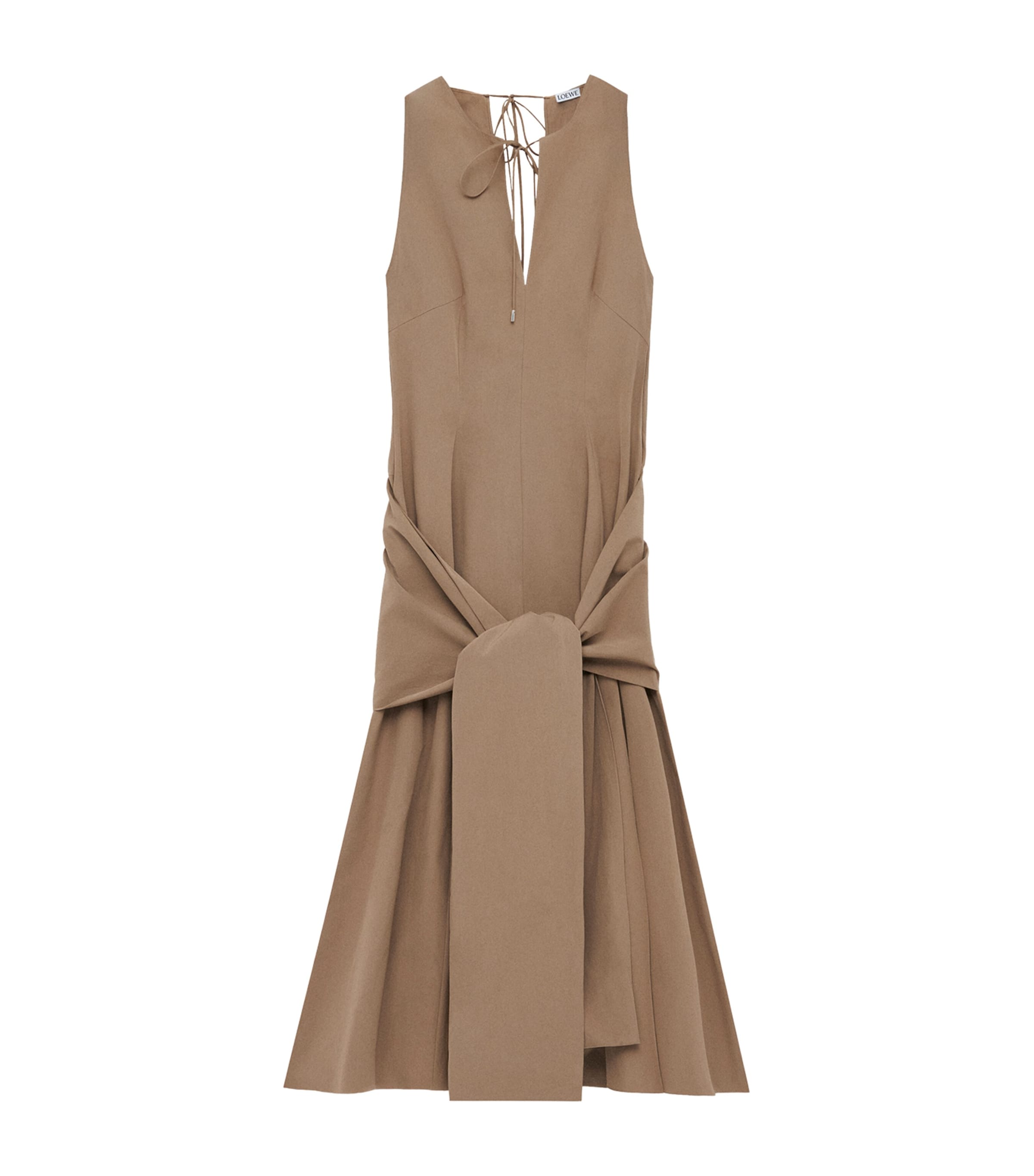 ワンピース LOEWE FLAMENCO SHORT DRESS LOEWE Flamenco knotted leather-trimmed twill halterneck mini