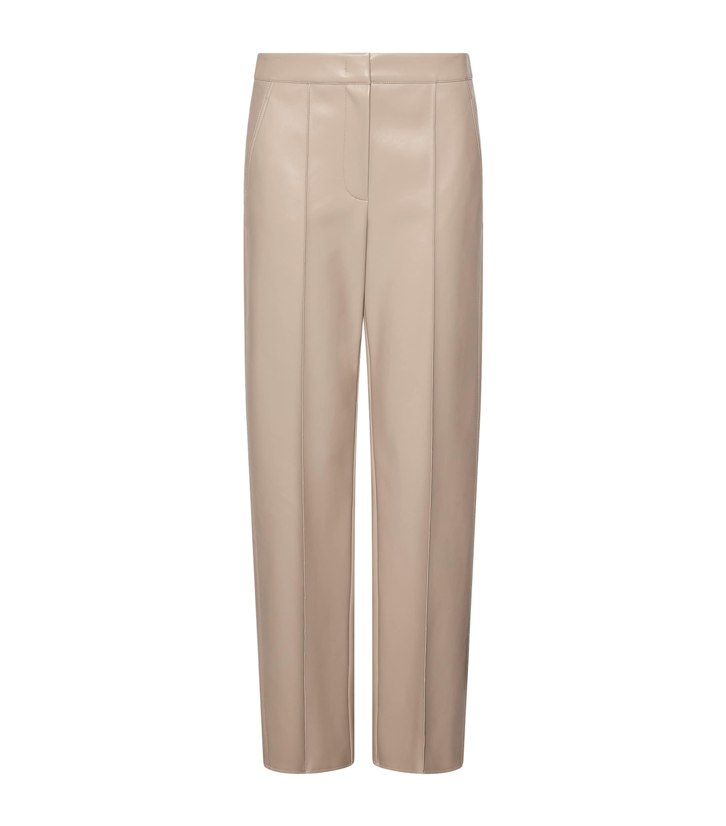 Marella Womens Faux Leather Straight Trousers Turtledove