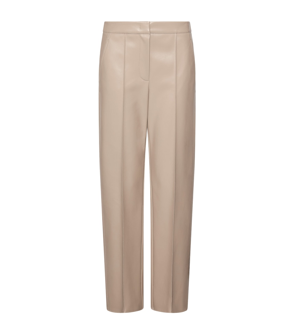 Marella Womens Faux Leather Straight Trousers Turtledove