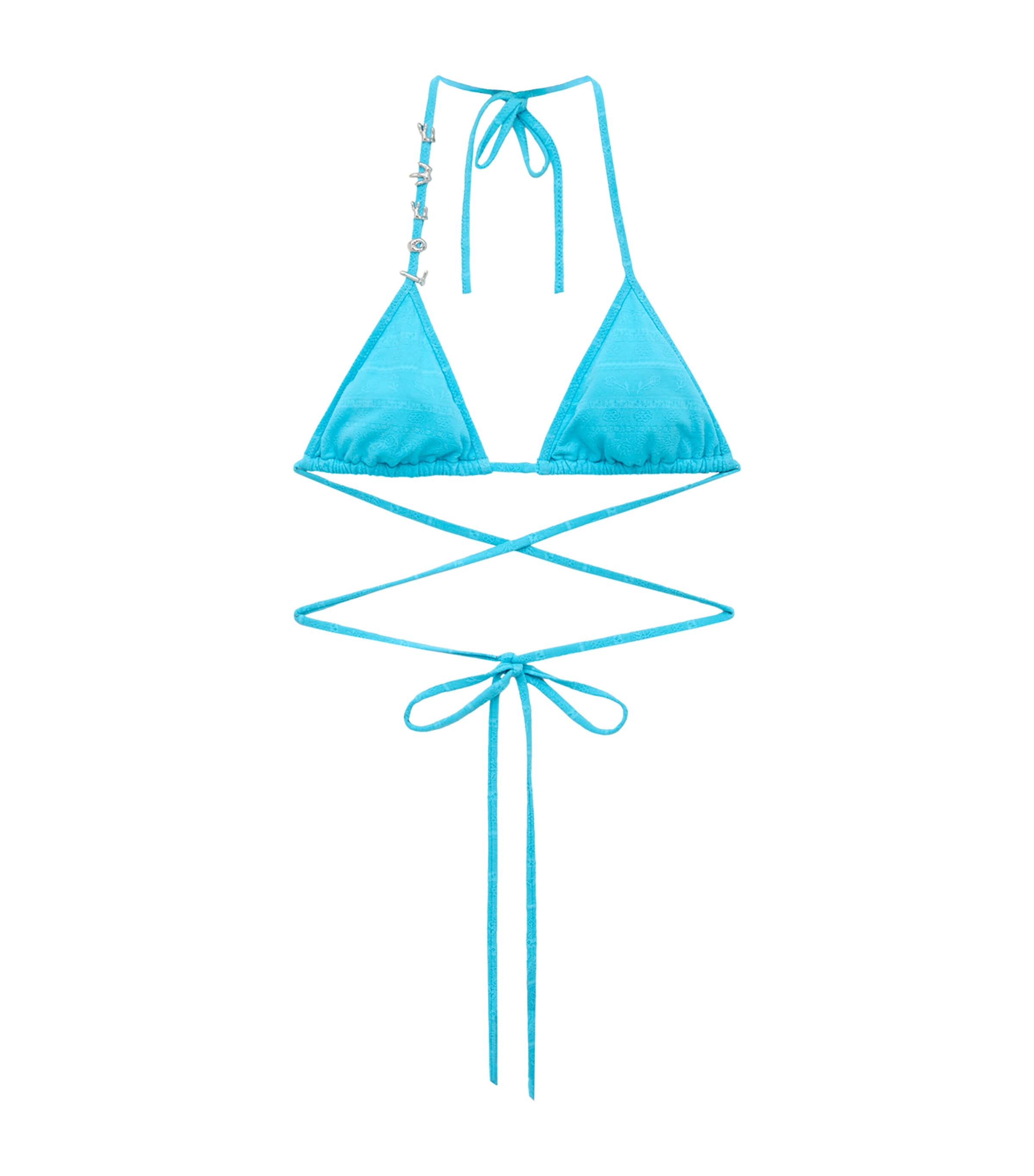 LOEWE Womens x Paula’s Ibiza Logo Bikini Top Turquoise