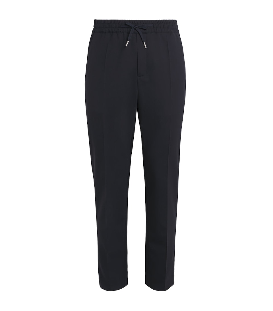 Sandro Paris Mens Wool-Blend Drawstring Trousers Navy Blue
