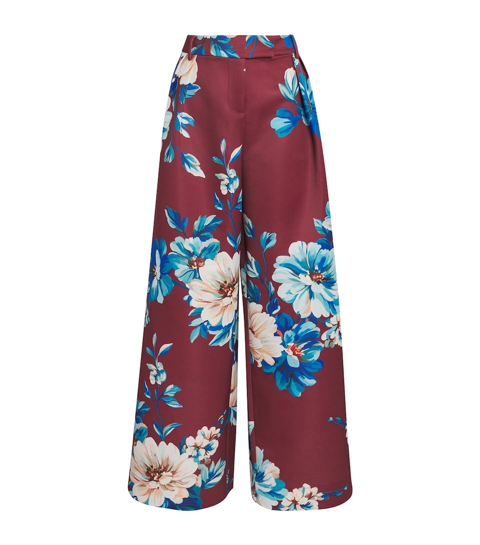 LEO LIN Womens Floral Elisha Wide-Leg Trousers Cosmos Print