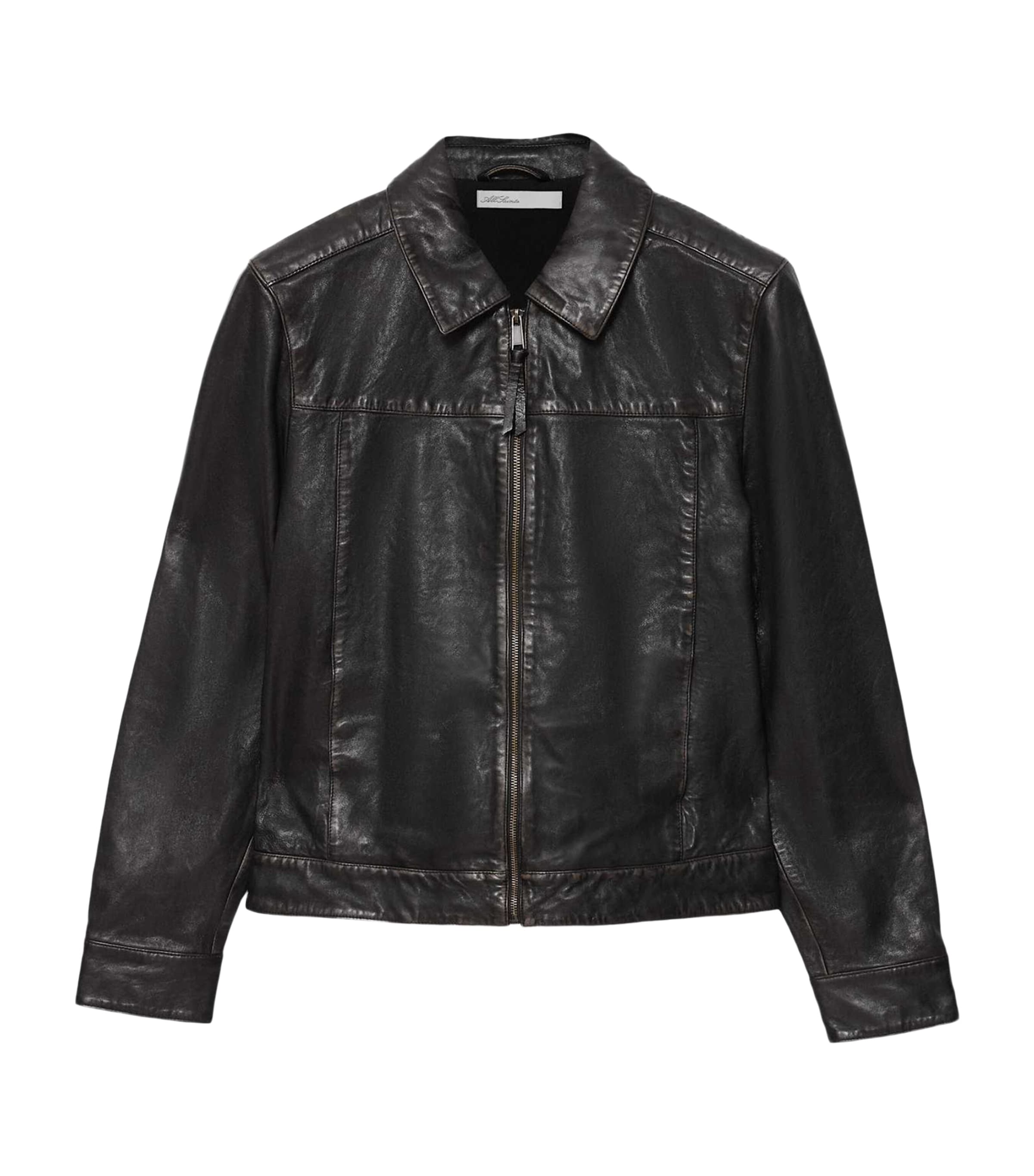 AllSaints Mens Oakland Leather Jacket Black/brown