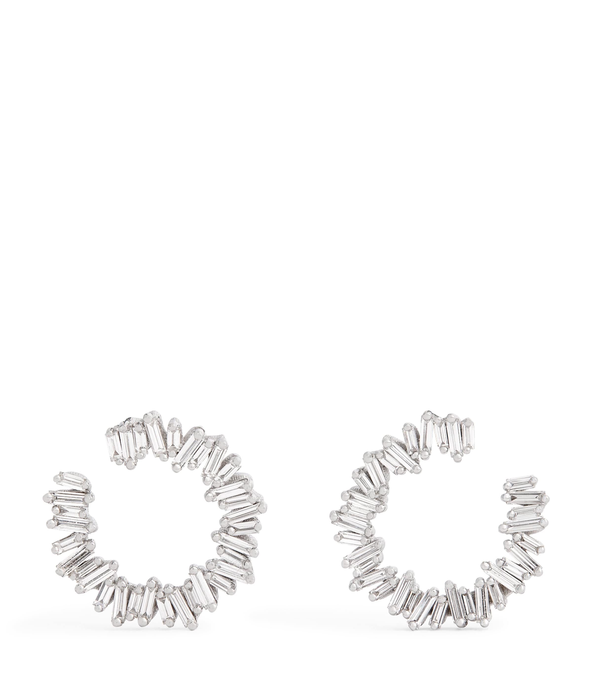 White Gold and Diamond Classic Mini Hoops