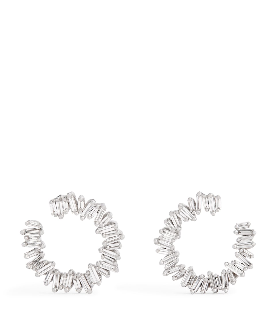 Suzanne Kalan White Gold and Diamond Classic Mini Hoops Wg/wd