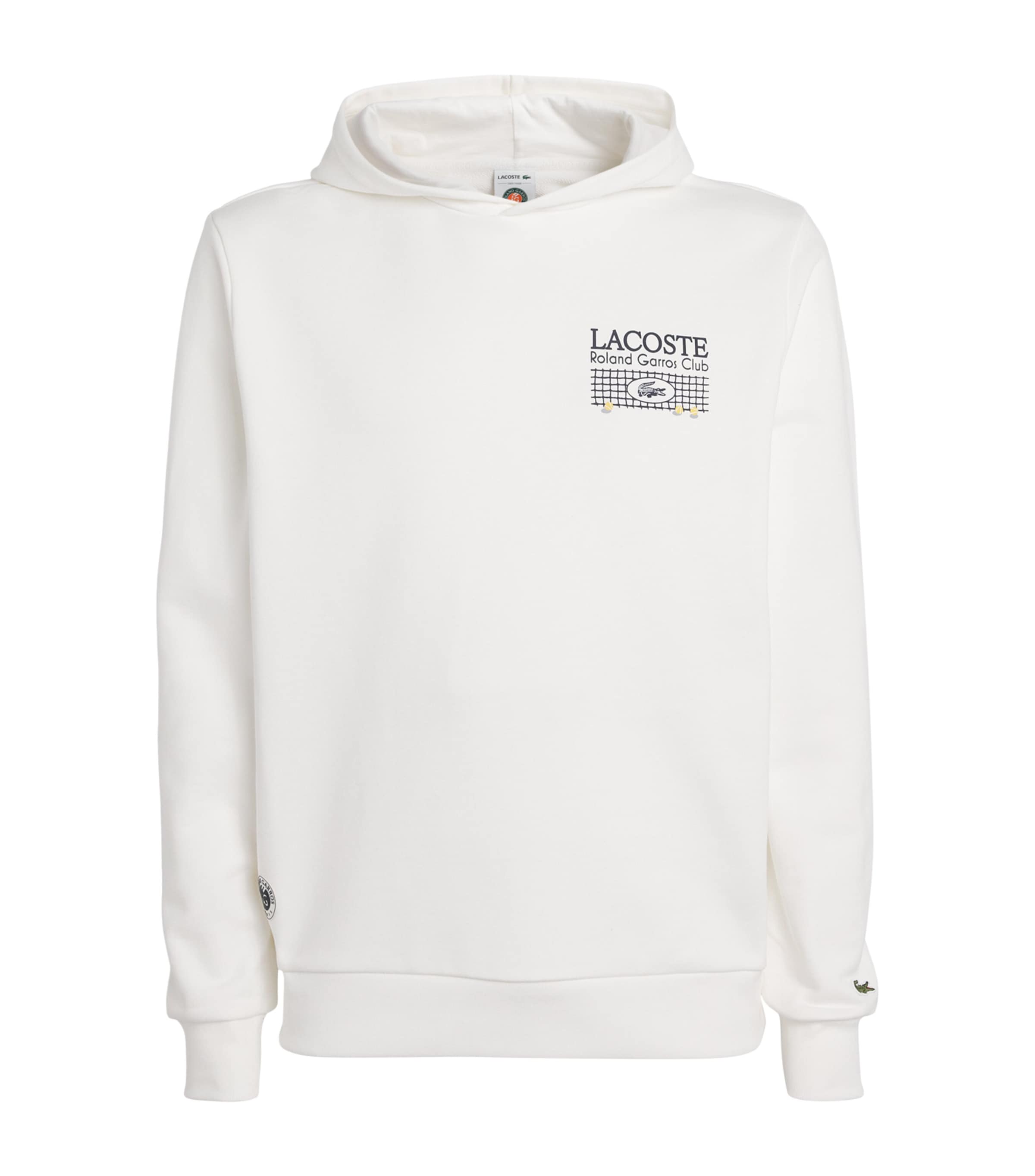 Lacoste Mens x Roland-Garros Cotton Logo Hoodie Flour