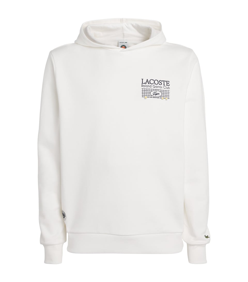 Lacoste Mens x Roland-Garros Cotton Logo Hoodie Flour