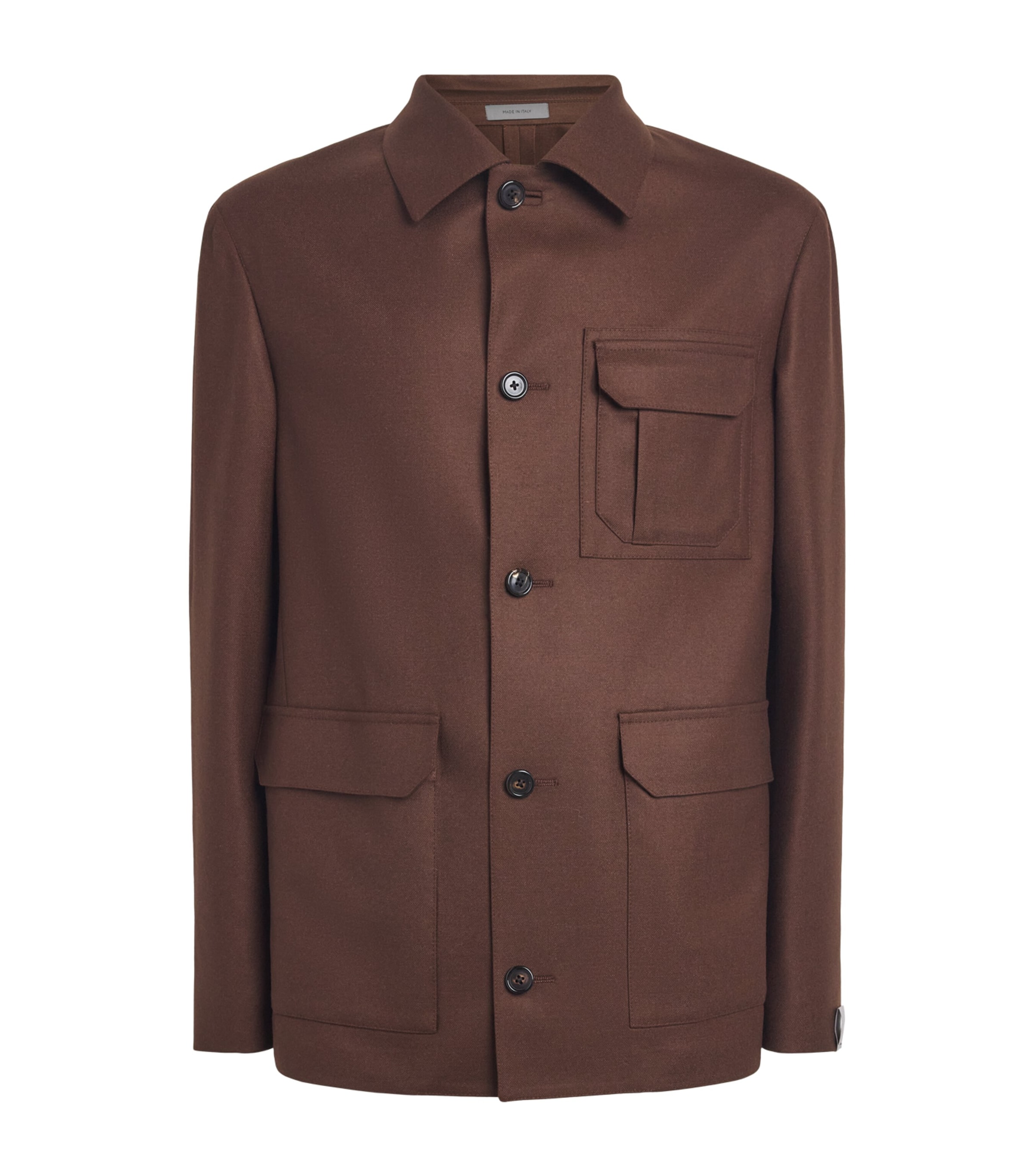 Corneliani Mens Wool-Cashmere Overshirt Brick Brown