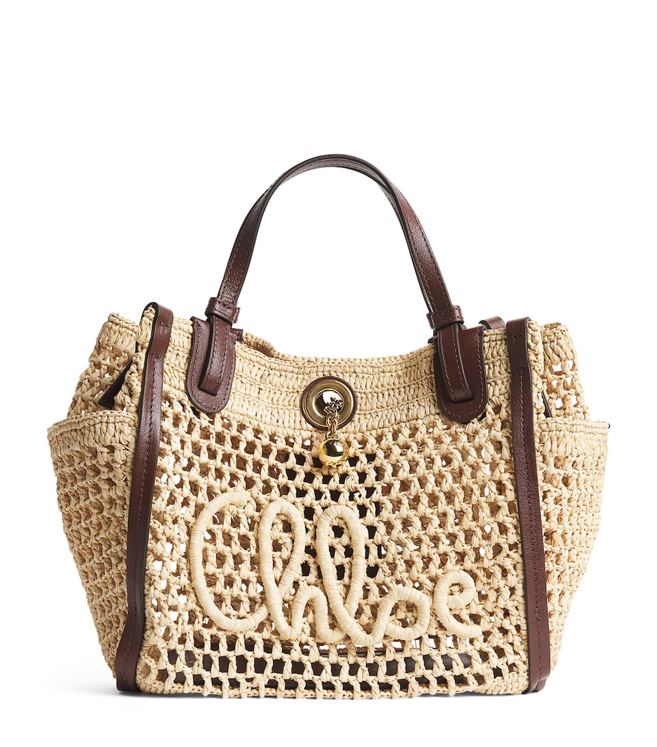 Chloé Small Raffia Iconic Double Carry Bag Hot Sand