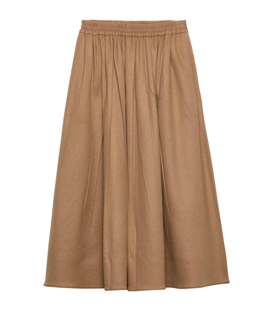 Prada Womens Camel Hair Circle Midi Skirt Brown