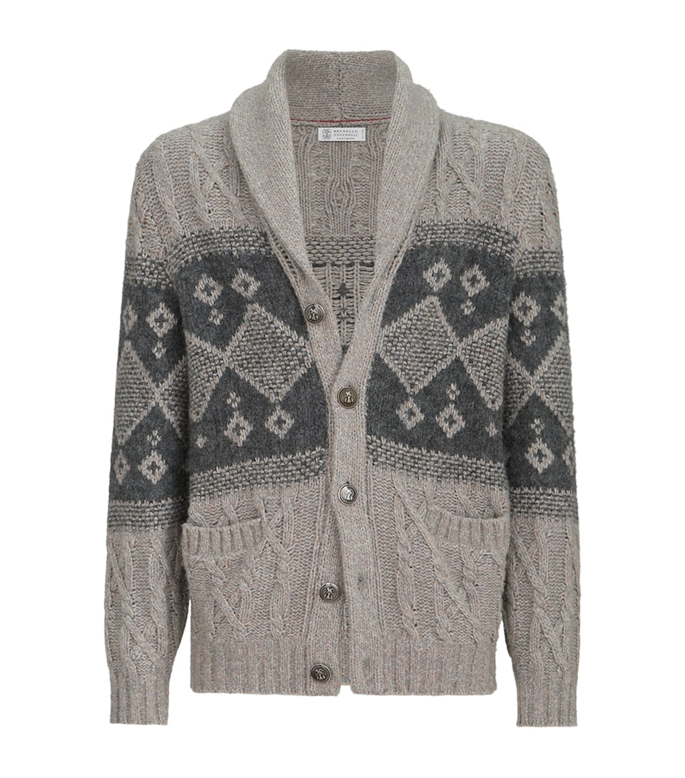 Brunello Cucinelli Mens Virgin Wool-Silk-Cashmere Cardigan