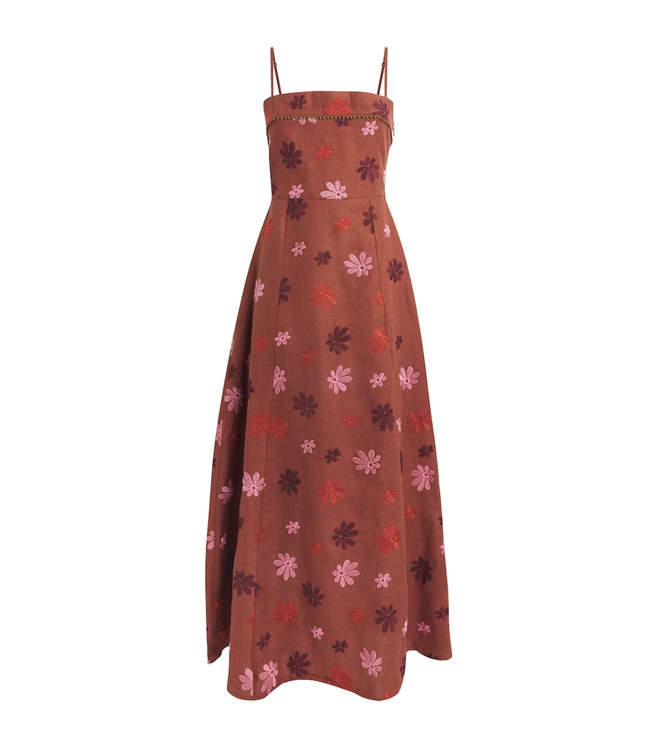 LUG VON SIGA Womens Linen Sara Midi Dress Terracotta