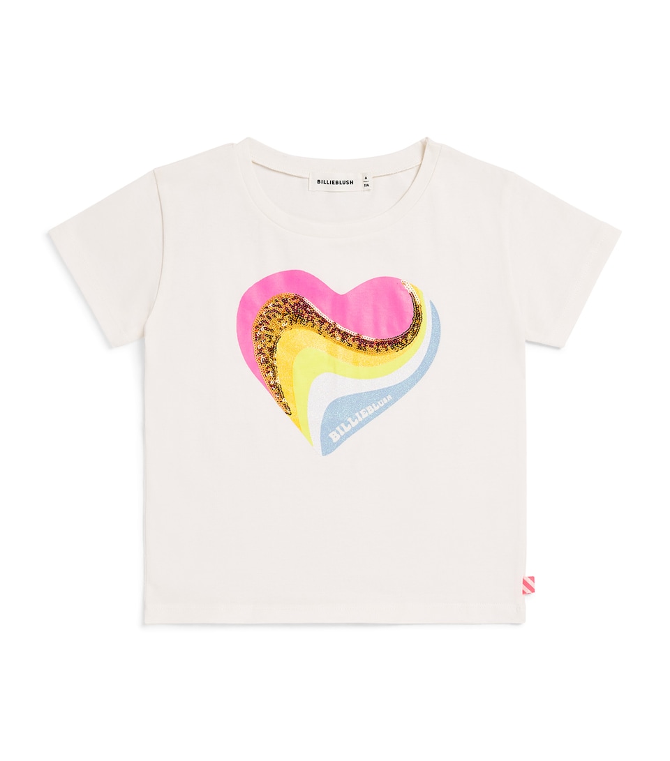 Billieblush Cotton Sequinned Heart T-Shirt (2-12 Years) Ivory