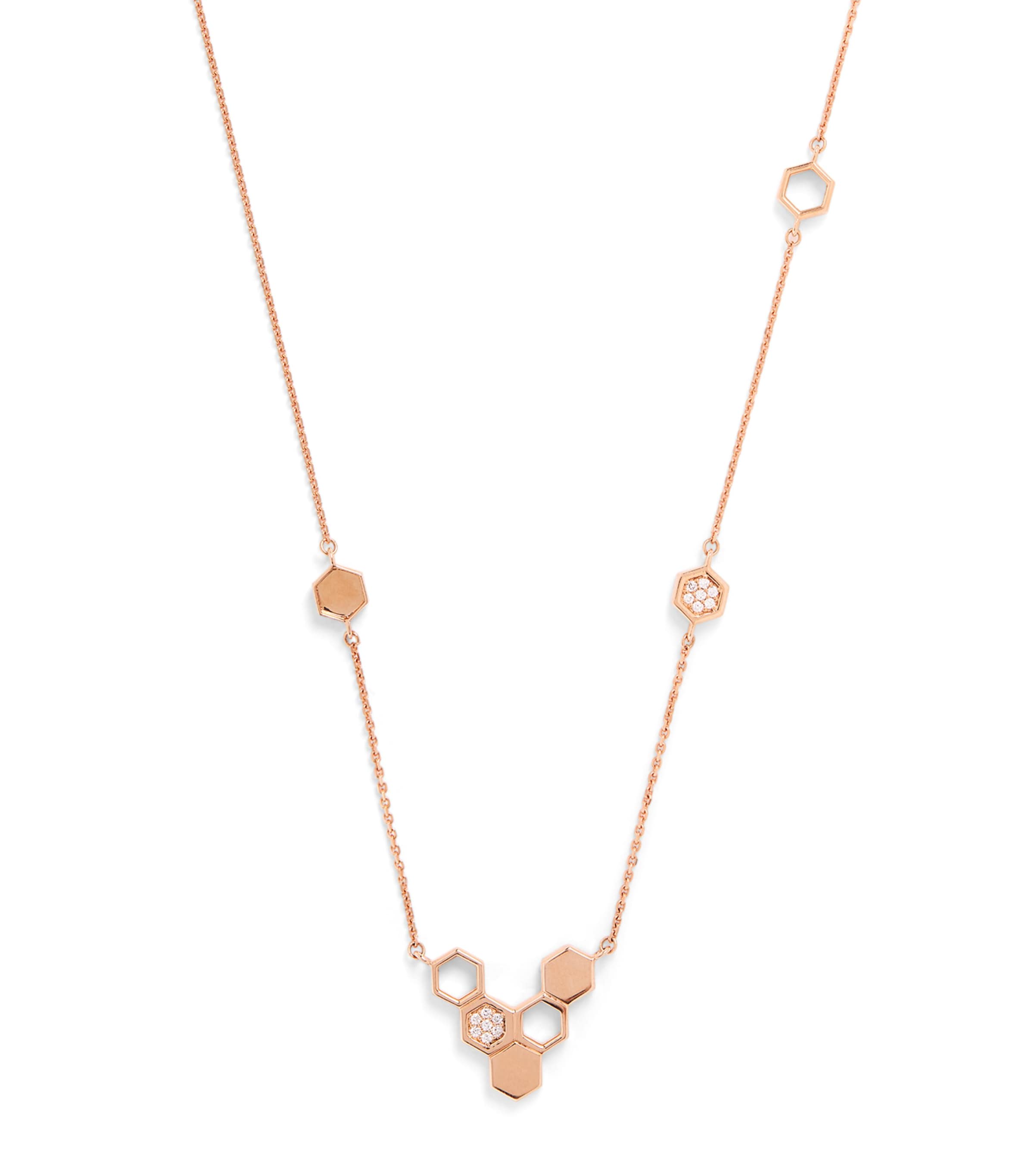 Rose Gold and Diamond Honeycomb Necklace