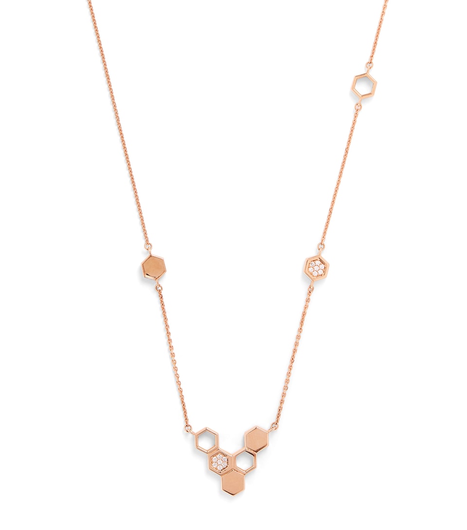 Rose Gold and Diamond Honeycomb Necklace