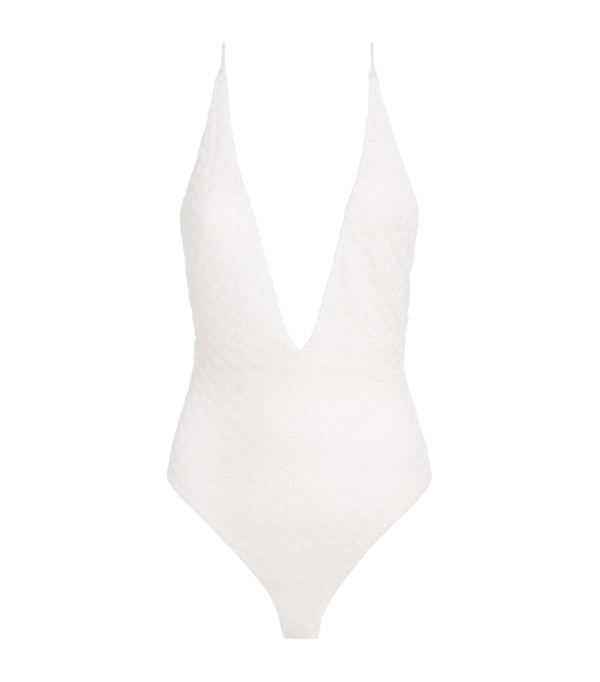 Metallic Plunge Swimsuit