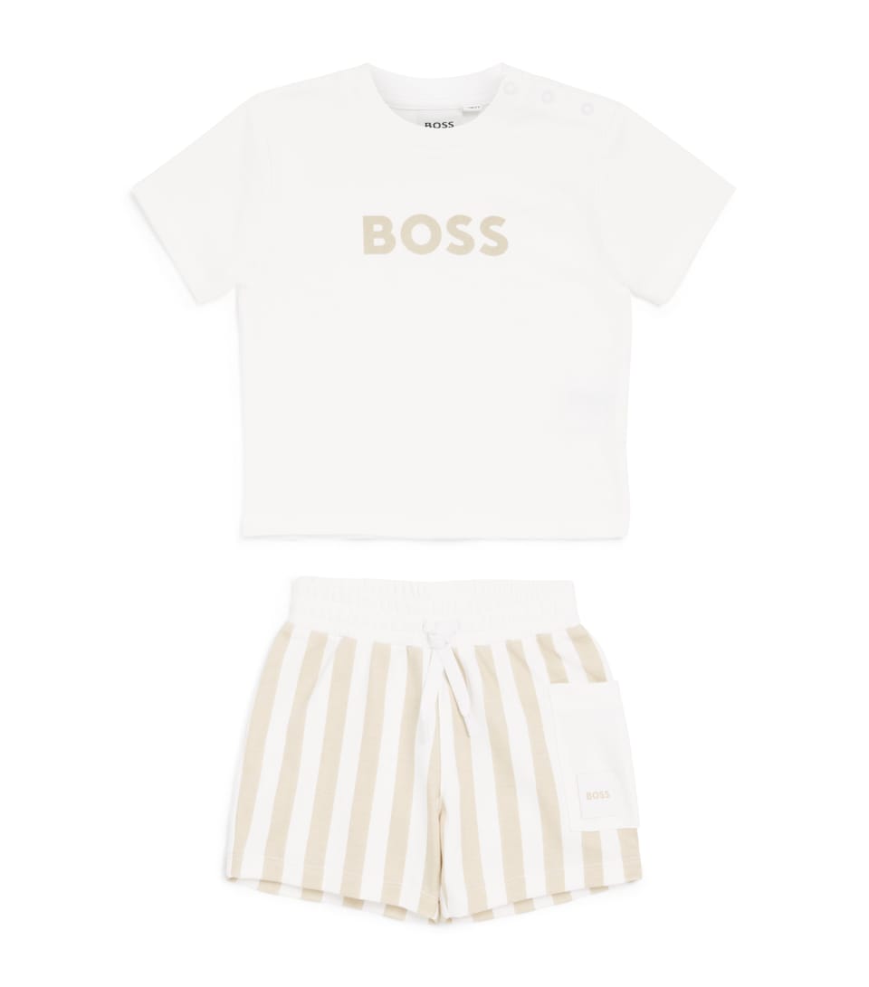BOSS Kidswear Logo T-Shirt and Stripe Shorts Set (3-18 Months)