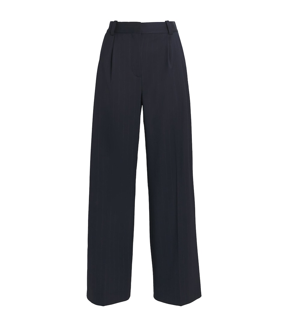 Wool-Blend Pinstripe Wide-Leg Trousers