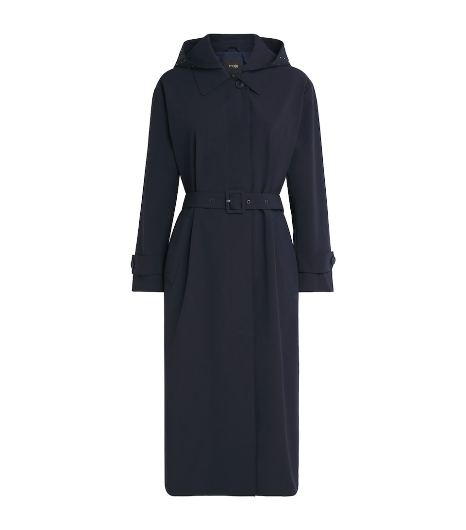 Rhinestone-Detail Trench Coat