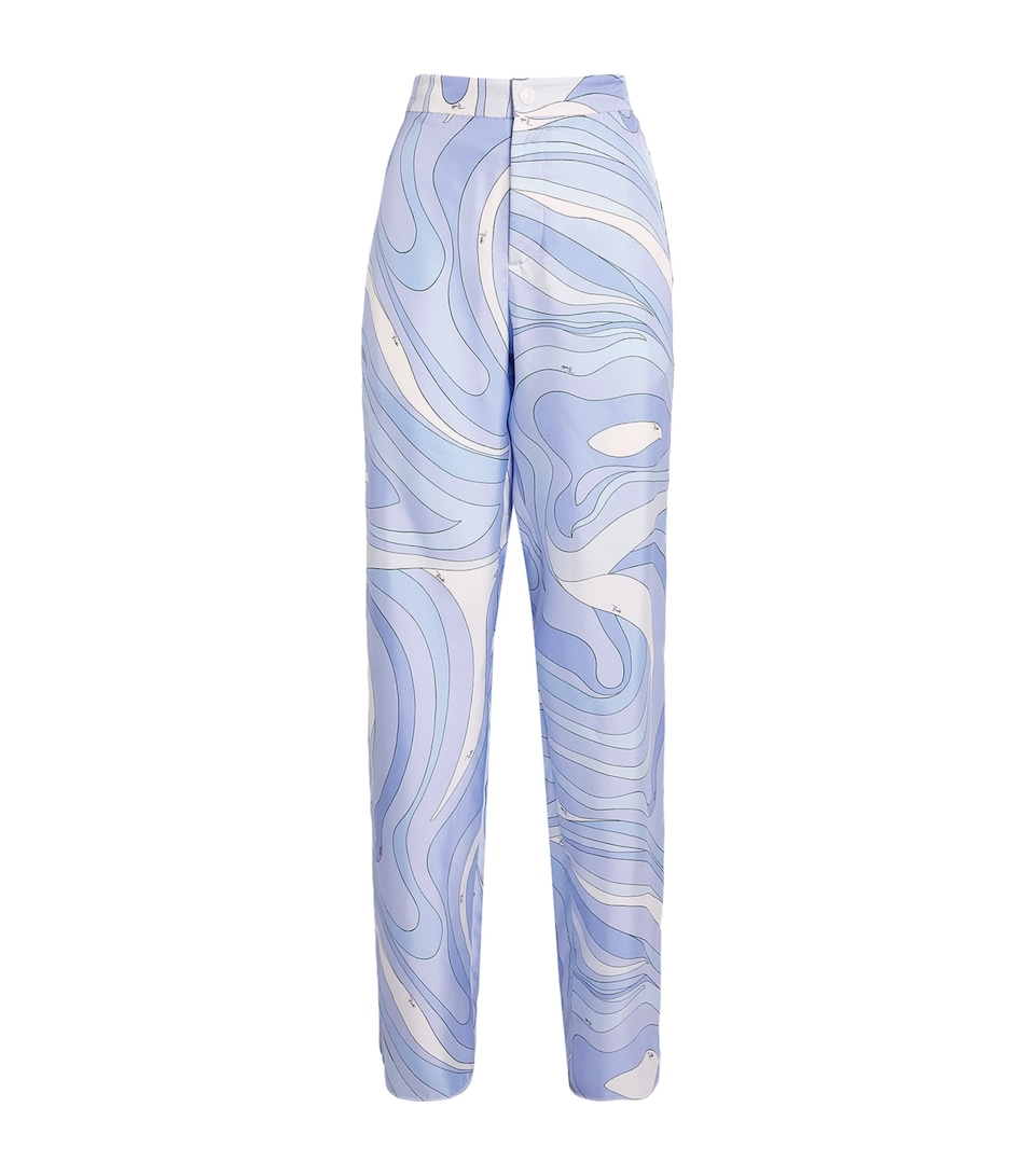 PUCCI Womens Silk Marmo Wide-Leg Trousers Pale