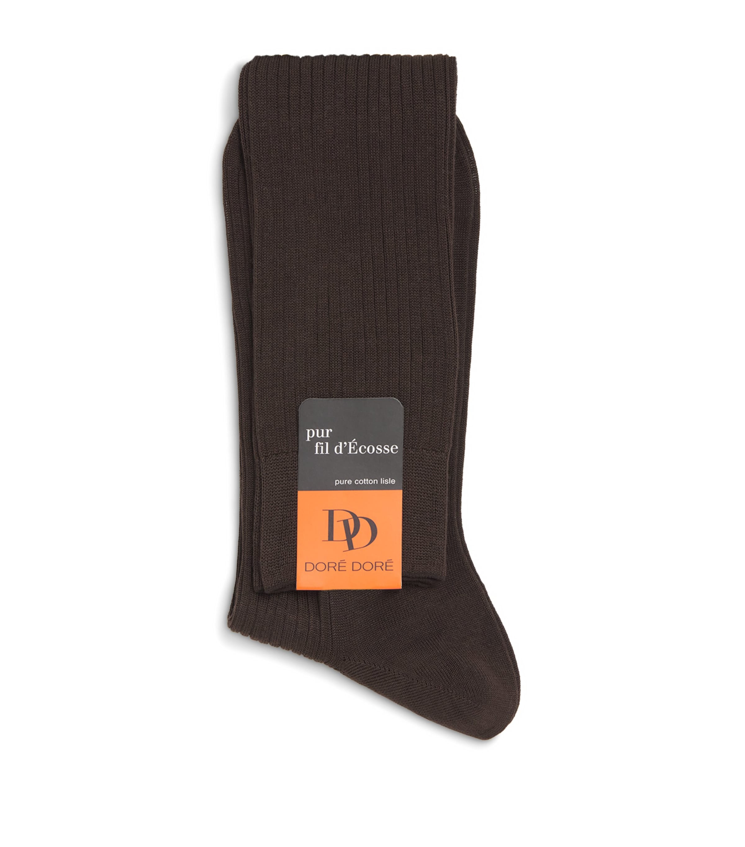 Doré Doré Mens Mercerised Cotton Ribbed Socks Cafe