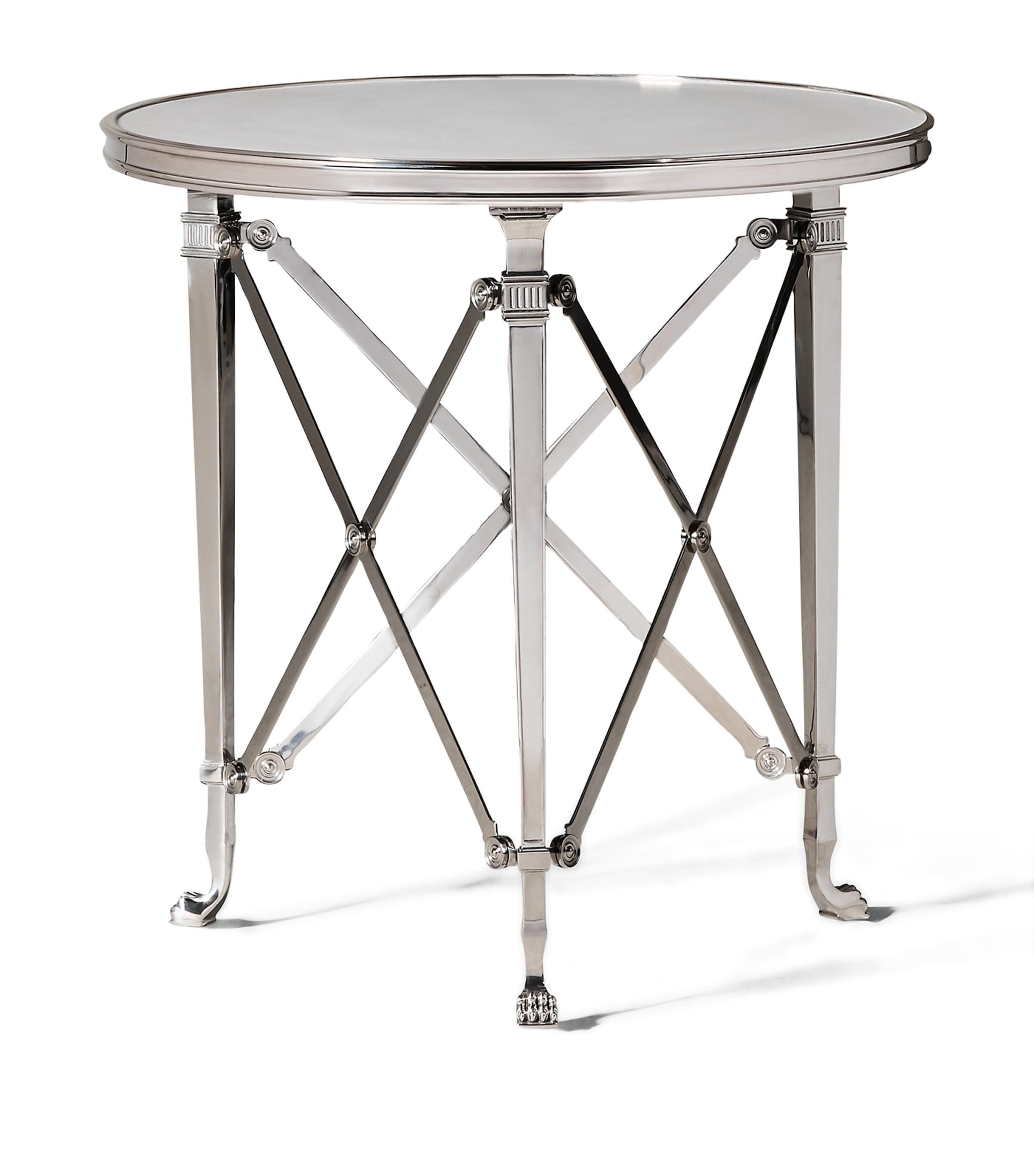 Limestone and Stainless Steel Cannes Gueridon Table