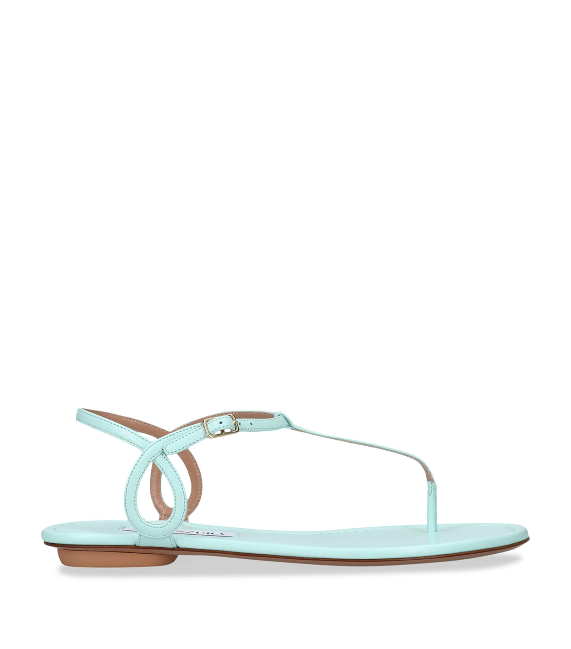 Aquazzura Leather Almost Bare Sandals Pale Blue