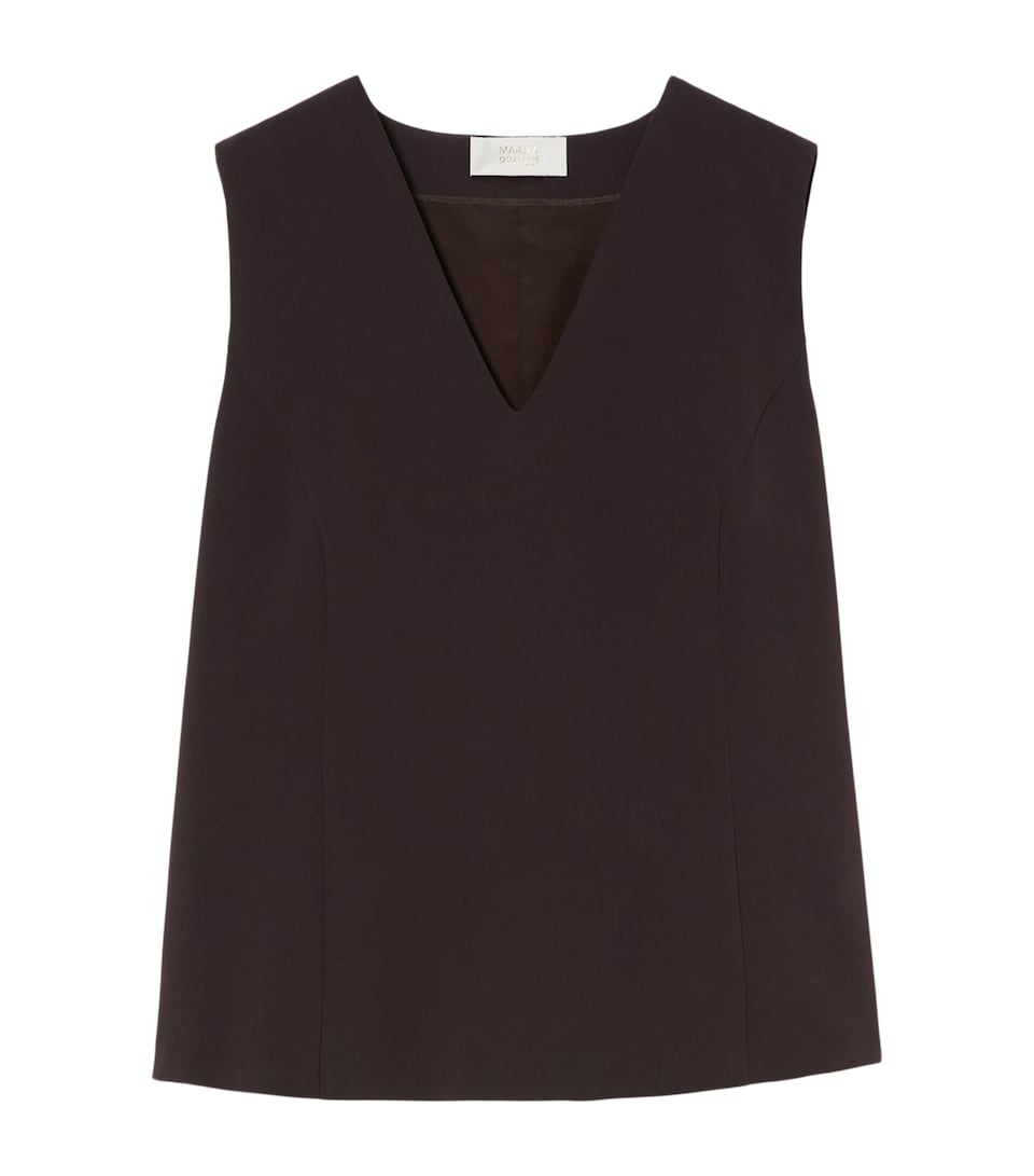Marina Rinaldi Womens Sleeveless V-Neck Blouse Brown