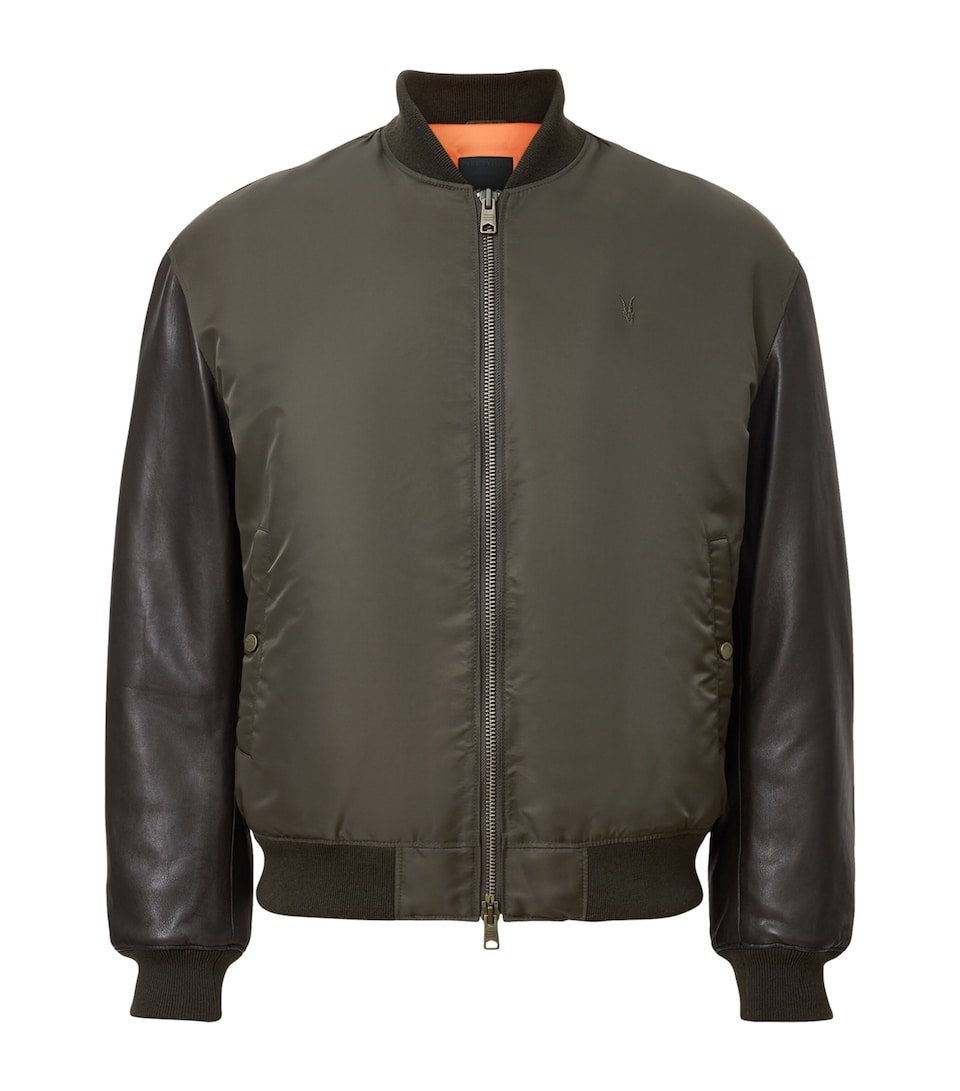 Leather-Sleeve Myler Bomber Jacket