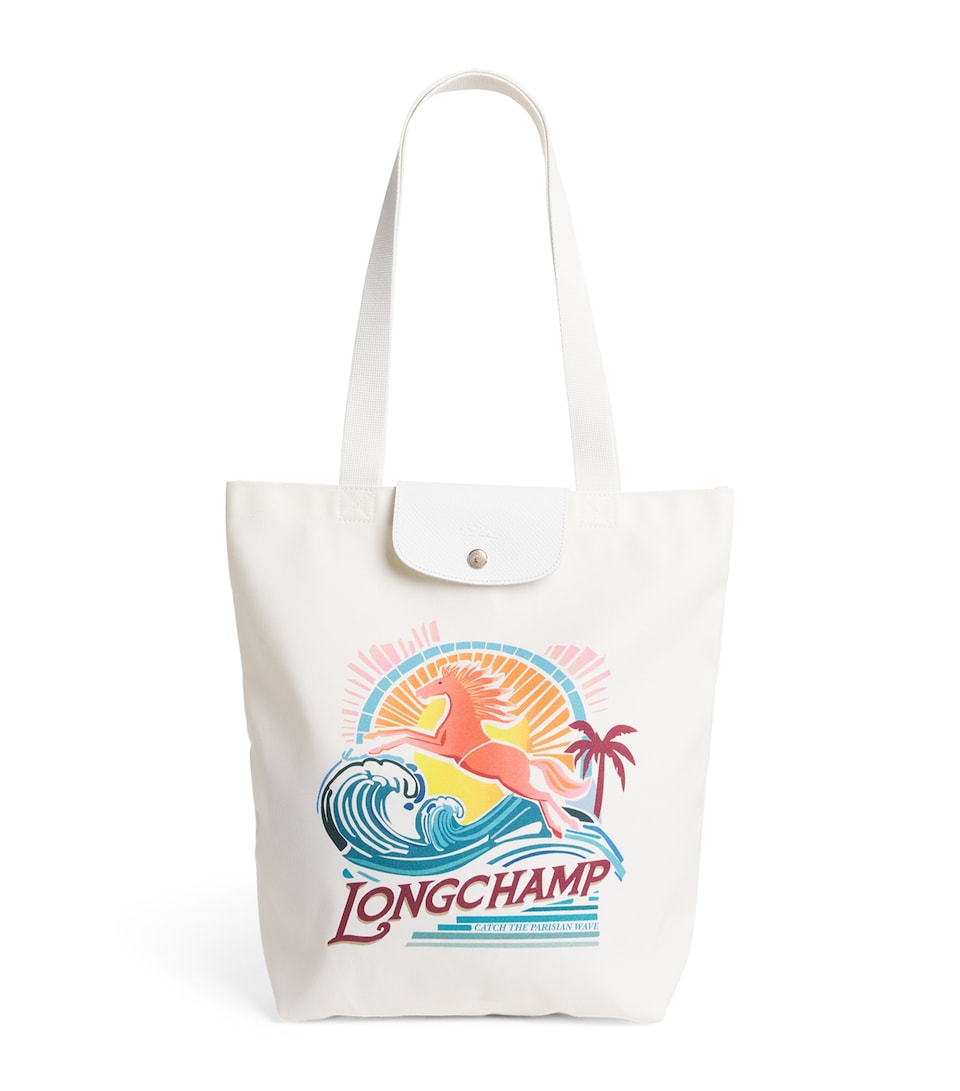 Longchamp Medium Canvas Le Pliage Collection Tote Bag Rainbow
