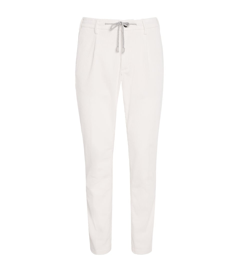 Cotton Corduroy Drawstring Straight Trousers