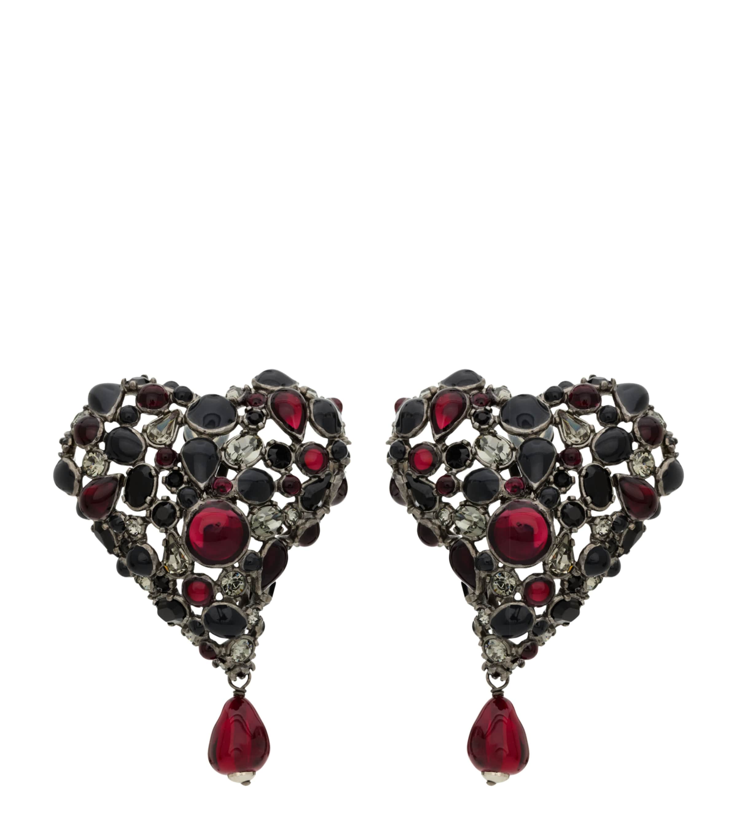 Saint Laurent Heart Clip-On Pendant Earrings