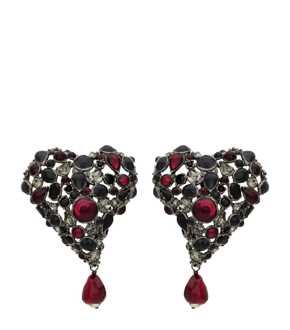 Saint Laurent Heart Clip-On Pendant Earrings