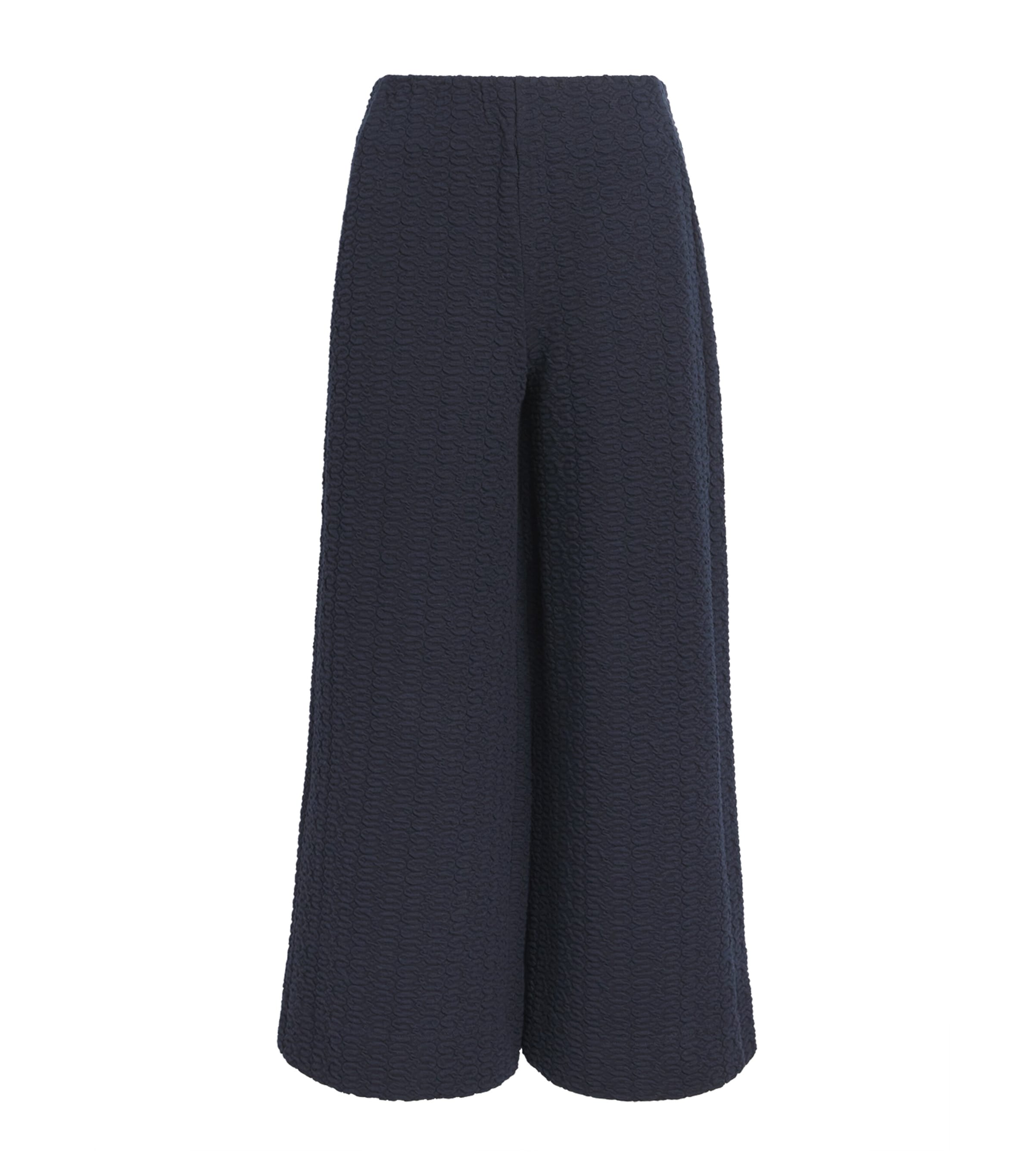 ME+EM Womens Cotton-Blend Textured Cropped Trousers Navy